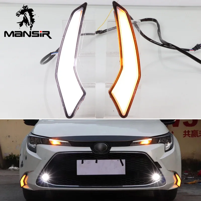 

LED Daylights For Toyota Corolla L/LE/XLE US 2019 2020 Yellow Turn Signal Car Headlight Daytime Running Light DRL Fog Lamp