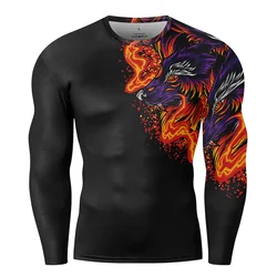 Camiseta de compresión de manga larga para hombre, ropa deportiva de secado rápido, medias de entrenamiento para gimnasio, Rashgard