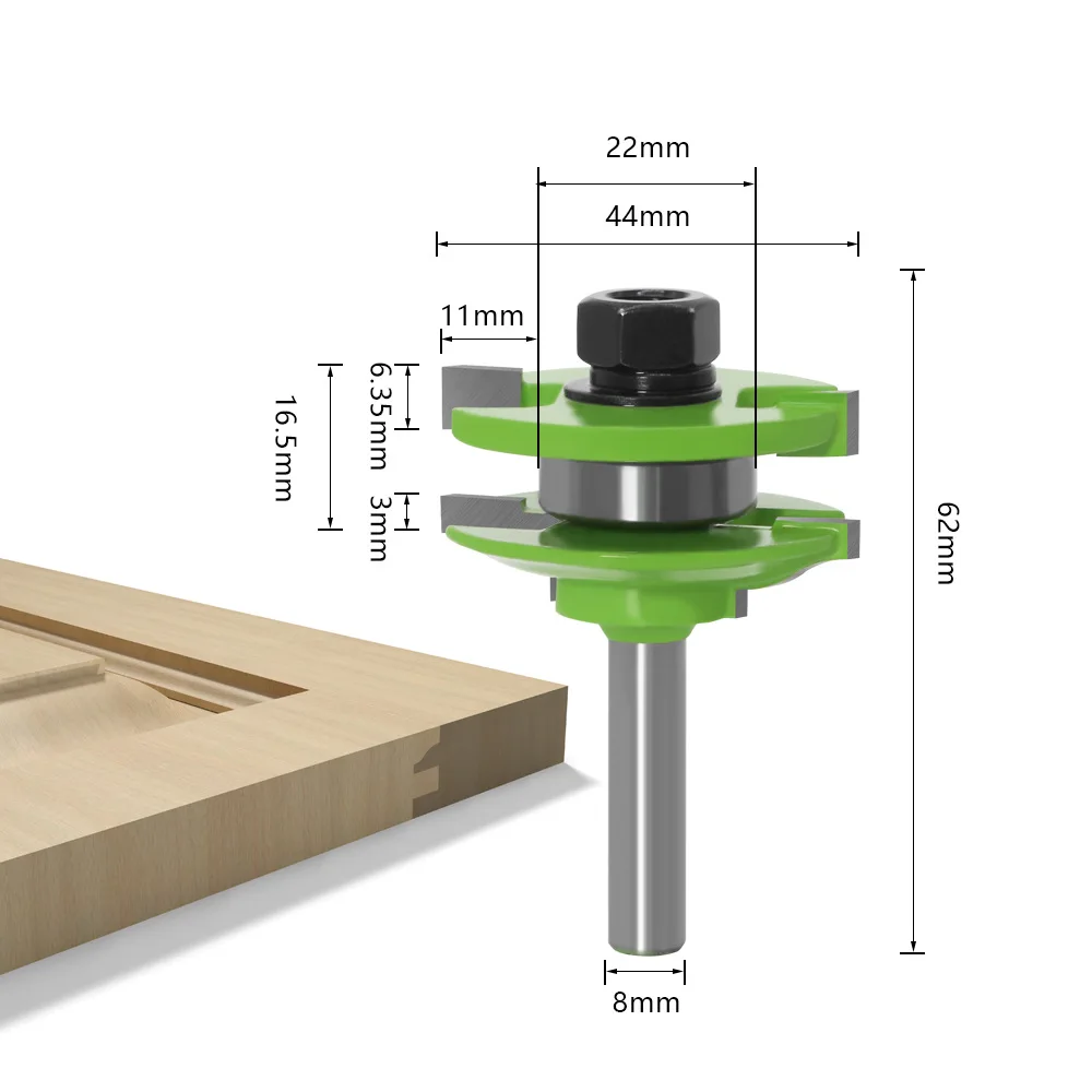 3PC/Set 8MM Shank Milling Cutter Wood Carving Raised Panel Cabinet Door Router Bit Set 3 Bit Ogee Woodworking Cutter Router Bits