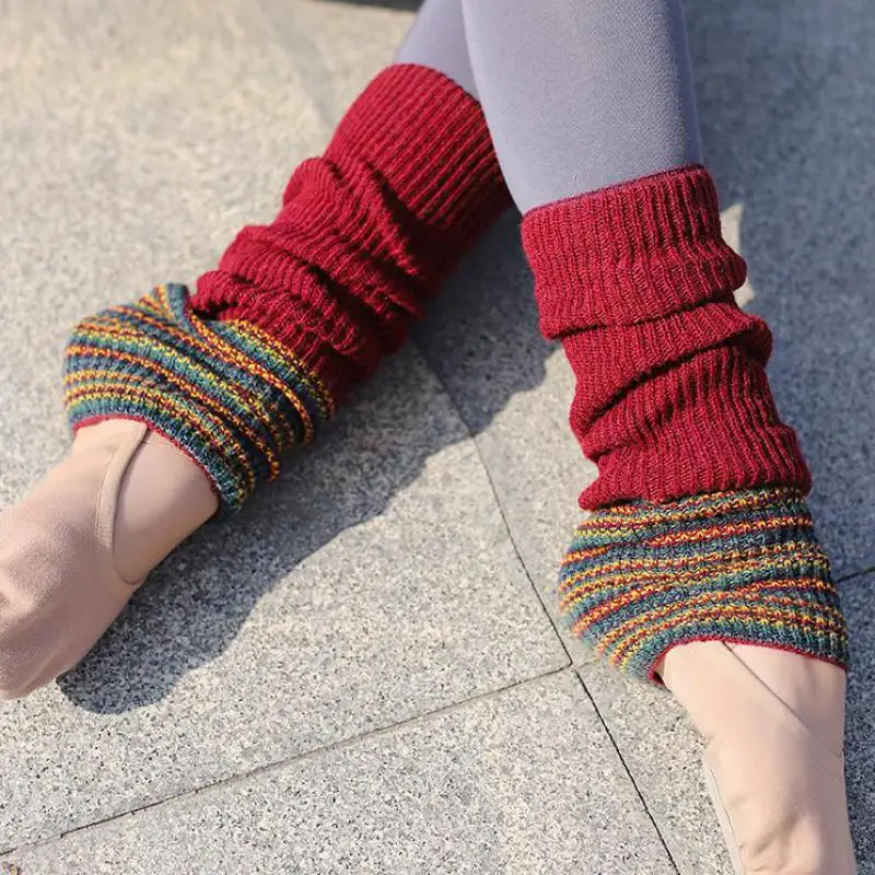 New Warm Spring And Summer Knitting Dance Leg Protection Socks Long Tube Exercise Socks