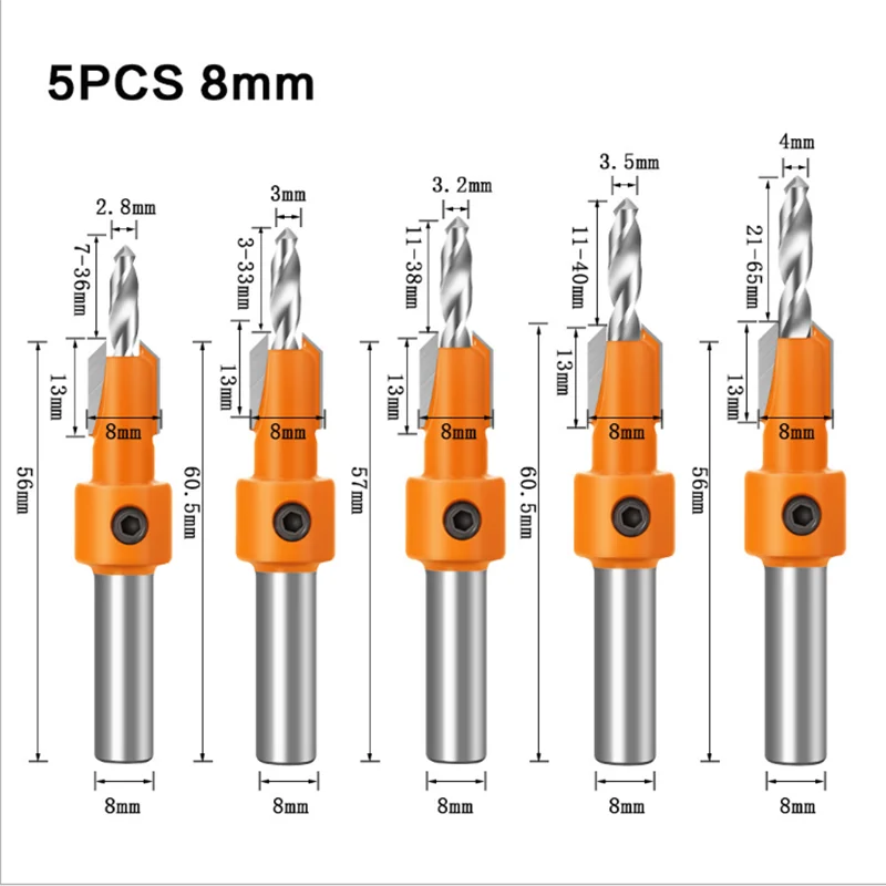 Counterbore Woodworking Taper hole drill HSS Screw Step drill Gun Drill Bit screw installation Milling Cutter Countersink Drills