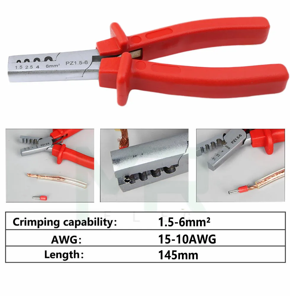 PZ1.5-6 Germany Style Small Crimping Plier For Cable End Sleeves Special Tool Steel