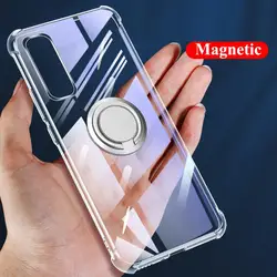 HD 투명 소프트 실리콘 케이스 VIVO Y21 Y33S Y72 Y53S 5G Y73 V21E 4G Y51 Y70 2020 Y31 Y51A 2021 Y73S 마그네틱 스탠드 커버
