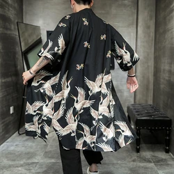 Yüksek kaliteli Yukata Haori erkekler japon uzun Kimono hırka Samurai kostüm giyim kıyafeti ceket Robe Kimono Yukata Haori