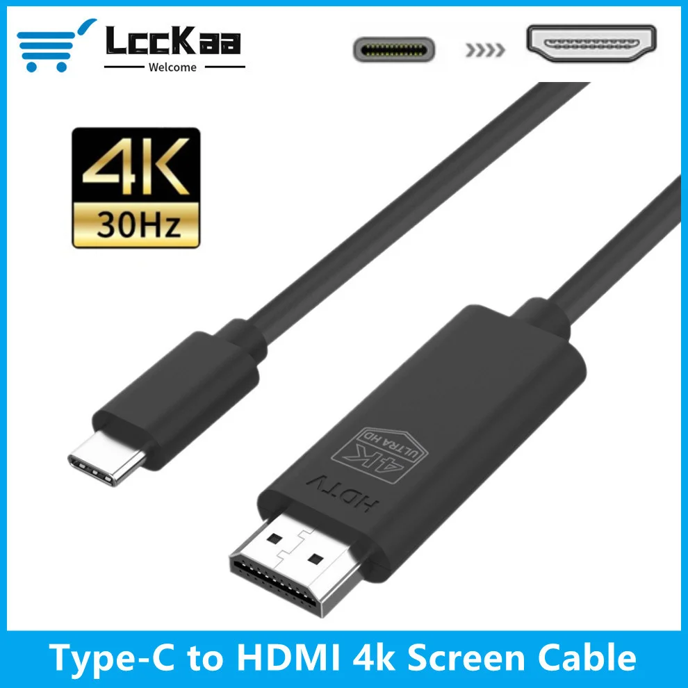 LccKaa Type C to HDMI Cable 4K USB C HDMI Thunderbolt3 Converter for MacBook Huawei Mate30 USB-C HDMI Adapter USB Type C to HDMI