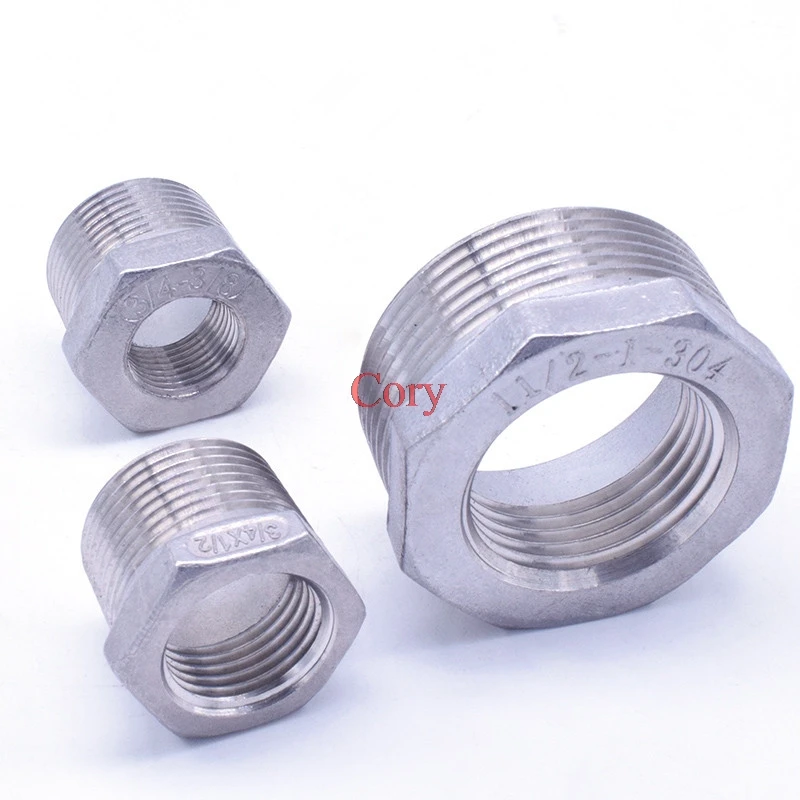 

1PC Reducer Bushing Male x Female 1/8" 1/4" 3/8" 1/2" 3/4" 1" BSPT Thread Stainless Steel SS304 Pipe Fittings For Water Gas Oil