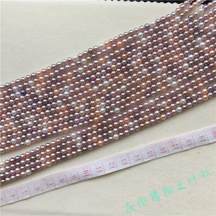 

AAAA freshwater pearl white/pink/purple round 4mm FPPJ wholesale 40CM nature loose beads for DIY jewelry