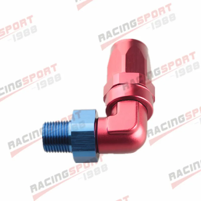 AN10 To 1/2'' NPT 3/8'' NPT 90 Degree Aluminum Swivel Hose End Fitting Adaptor