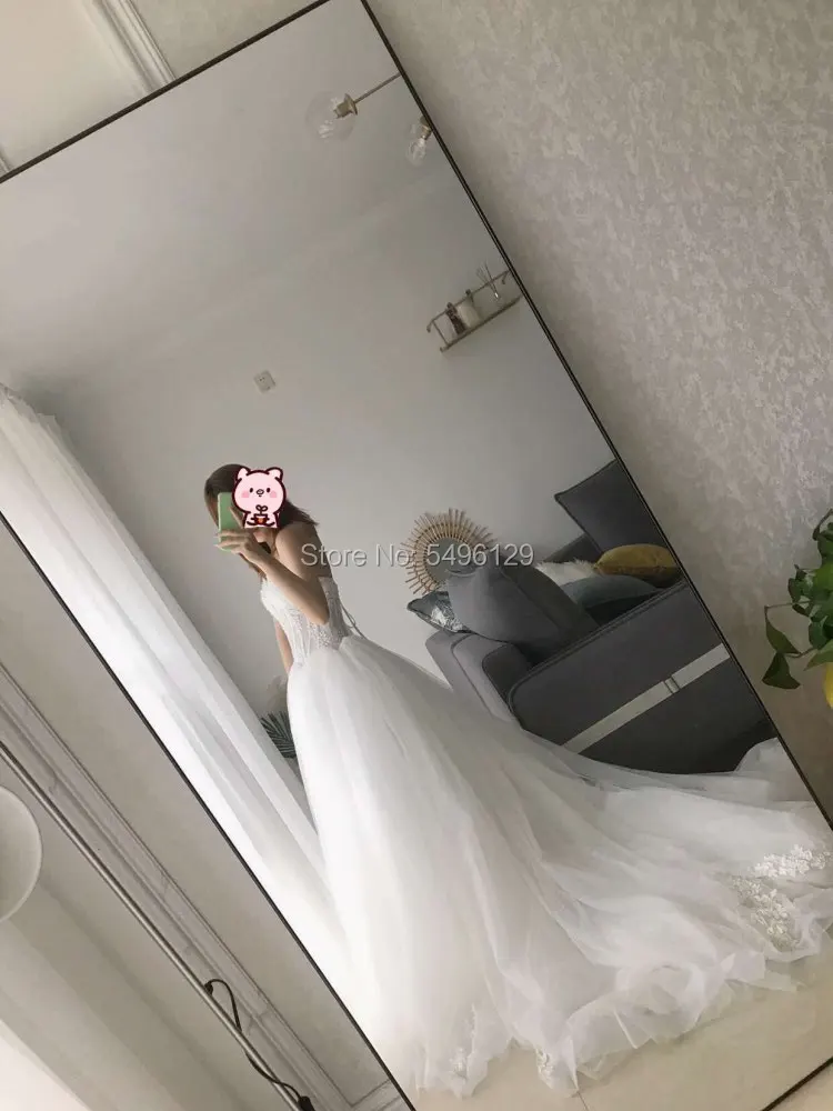 Elegant Tulle Lace Bodice A Line Wedding Dresses Sexy Strapless Sleeveless Sweep Train Bridal Gown 2023 Formal Bride Dress Ivory