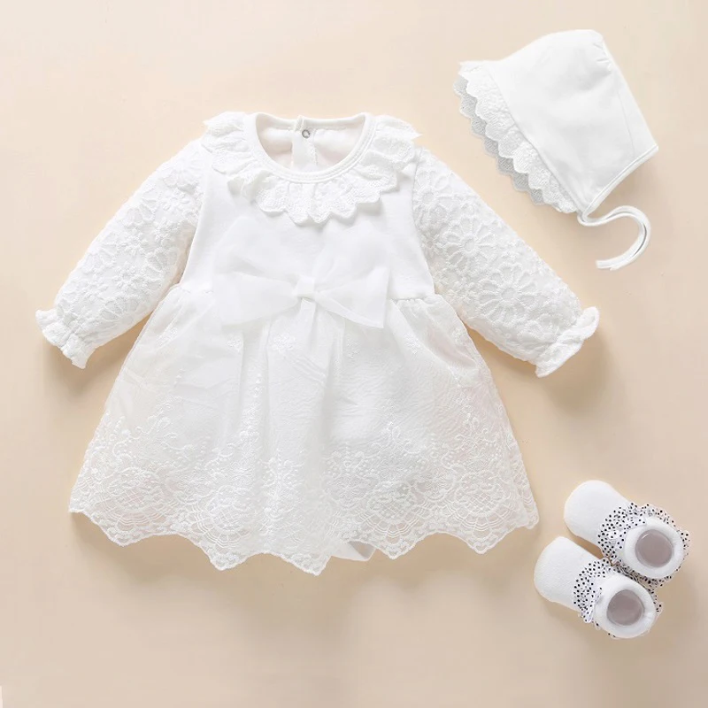 Newborn Baby Girl Dress Baptism Dress White Christening Clothes For Baby Girl Lace Vestido Bebe Robe Bapteme 3 6 9 Months