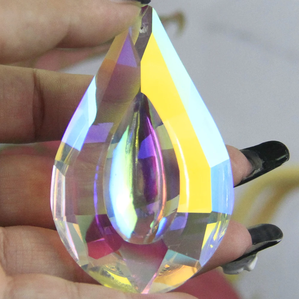 AB Color 38mm/50mm 1 Piece Crystal Prism Drop Part Feng Shui Glass Pendant For Lamp Wedding Decorations Chandelier