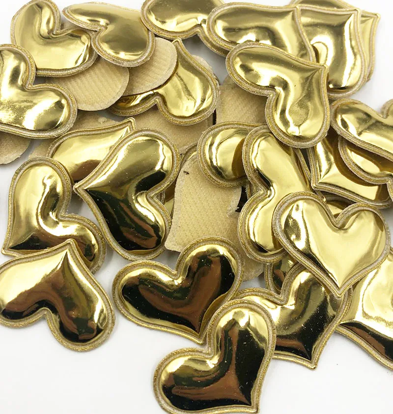 50PCS Gold Mixed Sparkling Padded Heart Stars Butterfly Appliques DIY Apparel Accessories Wedding Christmas Decorations A358