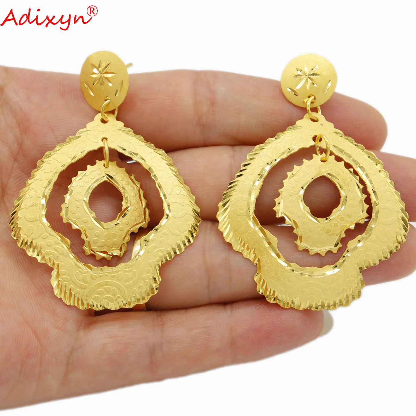 

Adixyn Dubai Earrings for Women Girls 24K Gold Color Hoop Earrings African Hawaiian Ethnic Style N08289