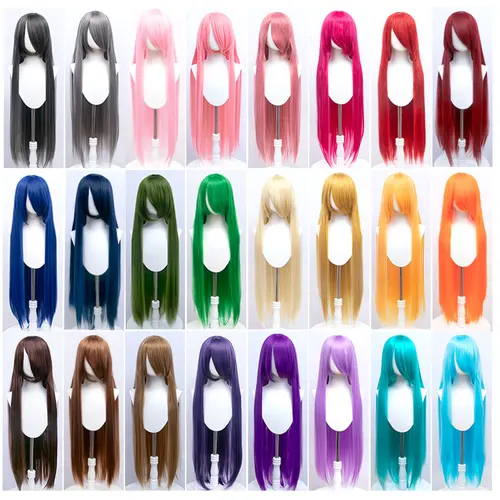 Pelucas sintéticas de 100cm, peluca de Cosplay de Lolita para mujer, peluca recta roja, rosa, rubia y azul, extensiones de cabello, peluca de fiesta MUMUPI