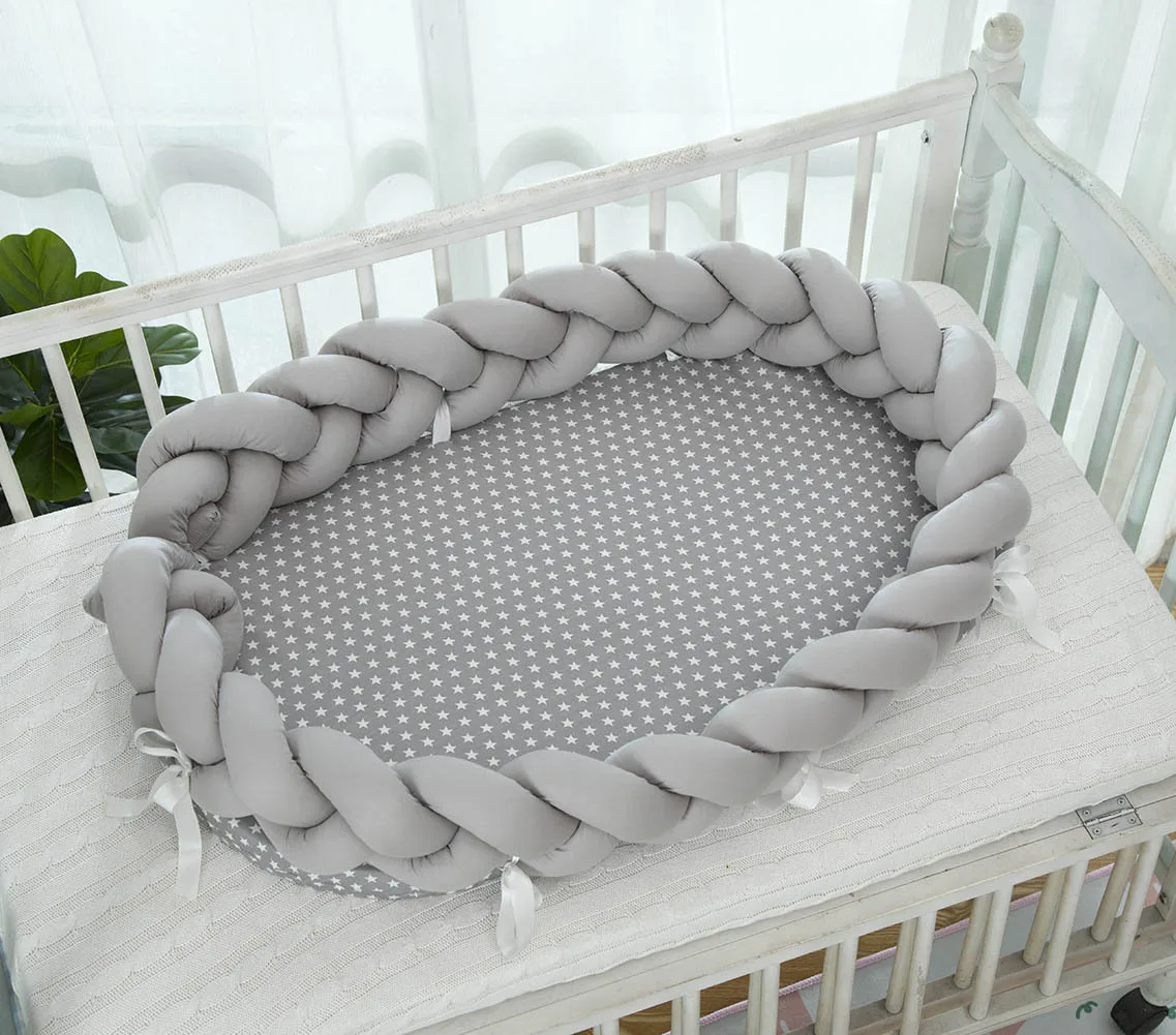 Cotton woven folding portable crib middle bed bionic removable manual fence three-dimensional protective