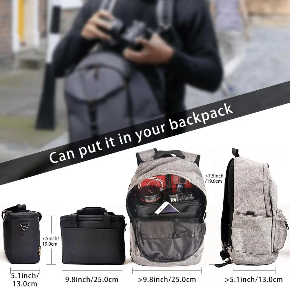 Fusitu FT-660 Fashion Shoulder Waterproof Bag DSLR Camera Bag Video Camera case For Canon Nikon Sony a6000 a6300 a6400 And Lens