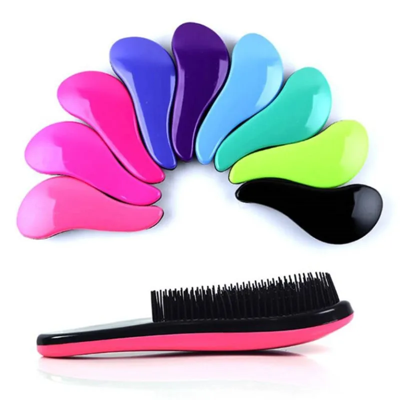 Magic Anti-static Hair Brush Handle Tangle Detangling Comb Shower Electroplate Massage Comb Salon Hair Styling Tool