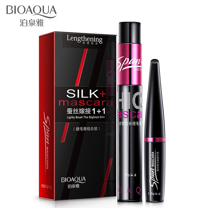 

BIOAQUA Black Silk Mascara Makeup Set Eyelash Extension Lengthening Volume 3D Fiber Mascara Waterproof Cosmetics 2pcs/set