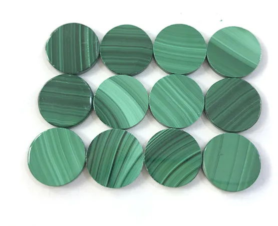 Natural Malachite Circle 14mm Flat Round Gemstone Cabochon CAB Rings Earrings Face Fashion Jewelry Accessories Pendant Jewelry