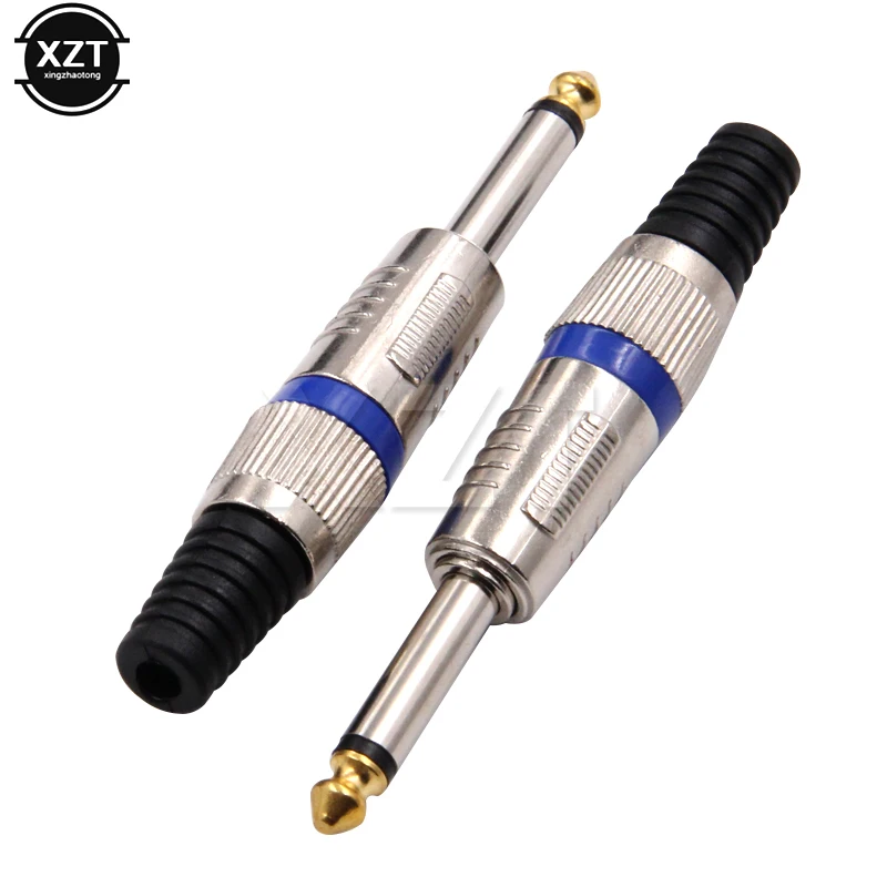 1Pc Mono 6.35mm 1/4 Inch Nickel Plated 6.35 mm 6.5 Male Audio Sound Mic Jack Plug Connector Auto Car Audio Cable Plug Accessory