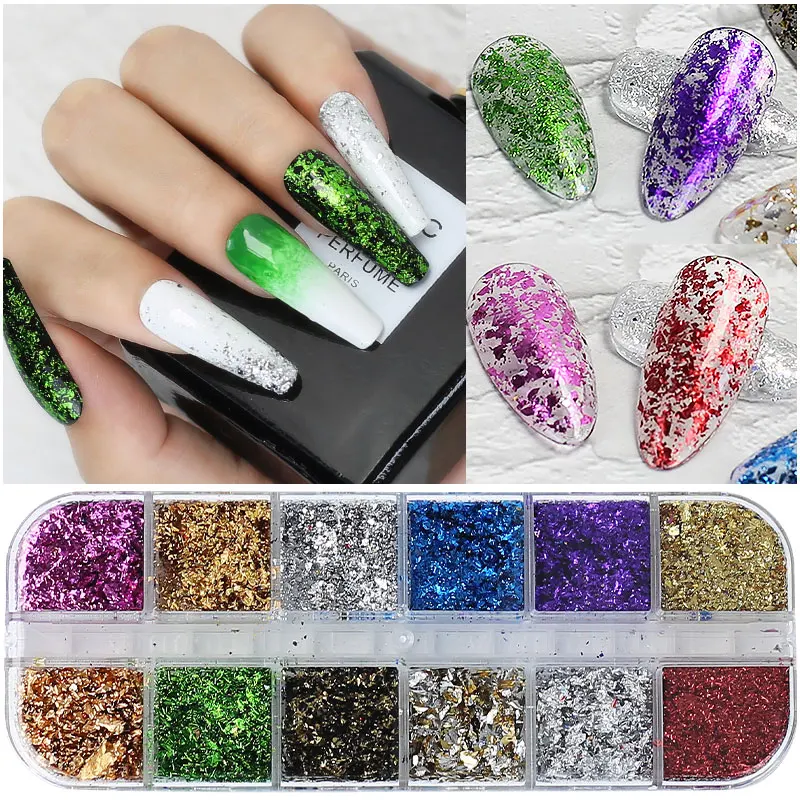 Arte Clavo Spangles Glitter płatki cekiny 12 sztuk w 1 różowe złoto srebro DIY motyl zanurzenie w proszku na paznokcie akrylowe narzędzia