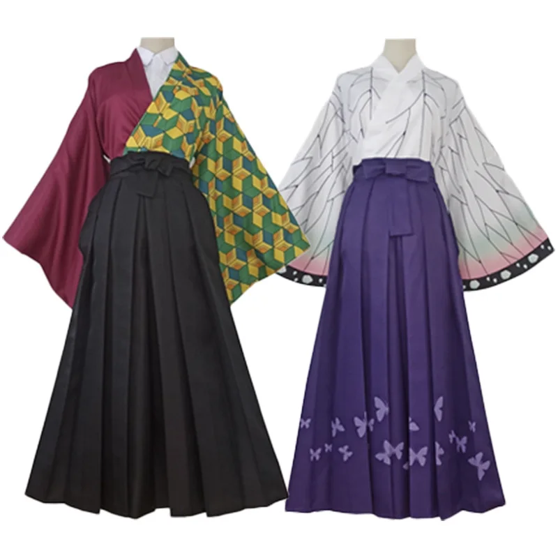 Anime Demon Slayer Kimetsu No Yaiba Kimono Sets Tanjirou Nezuko Shinobu Giyuu Cosplay Full Set Halloween Carnival Party Costume