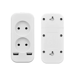 Regleta con 2 puertos USB para teléfonos móviles, Regleta de alimentación con enchufe europeo de 1200W, 250V,5V, 2A, portátil, para tabletas y F-01-5