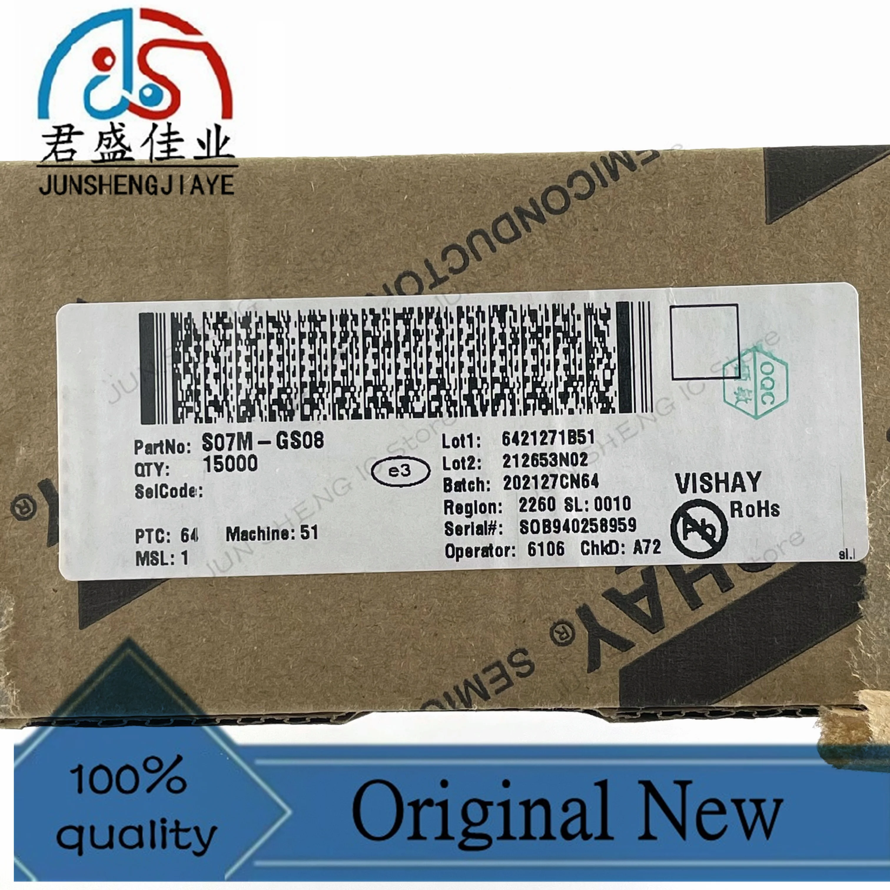 JUN SHENG IC Store/300 pieces/lot 100% new original IC S07M-GS08 Screen printing SM DO-219AB rectifier diode professional kit