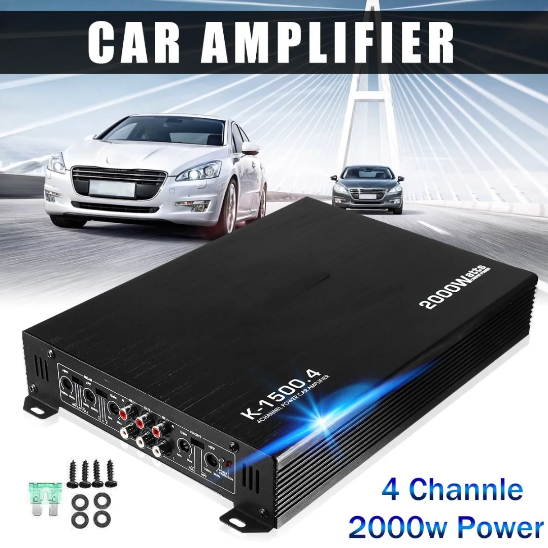 

K-1500 2000W 12V 4-канальный автомобильный усилитель стерео аудио усилитель мощности автомобильный стерео аудио усилитель