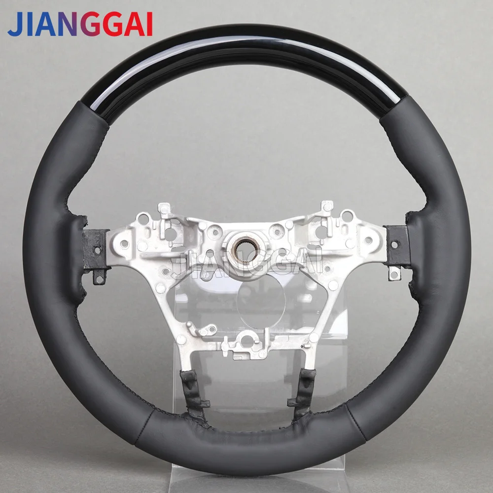 Car Steering Wheel Piano Black For Toyota Hilux 2014 Model Smooth Leather Volante Esportivo