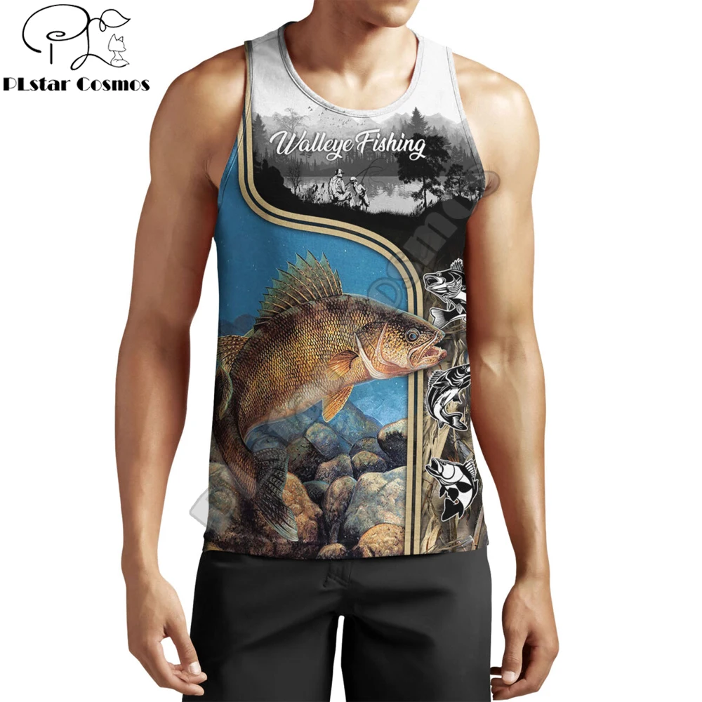 

Walleye Fishing With Dad Pattern 3D Printed men vest Fashion Sleeveless T-shirt summer streetwear Cool Unisex tank top BX022