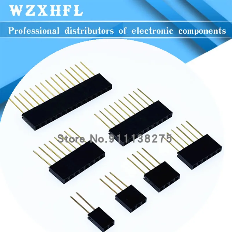 10pcs 2/3/4/6/8/10/15 Pin 2.54 mm Stackable Long Legs Femal Header For Arduino Shield