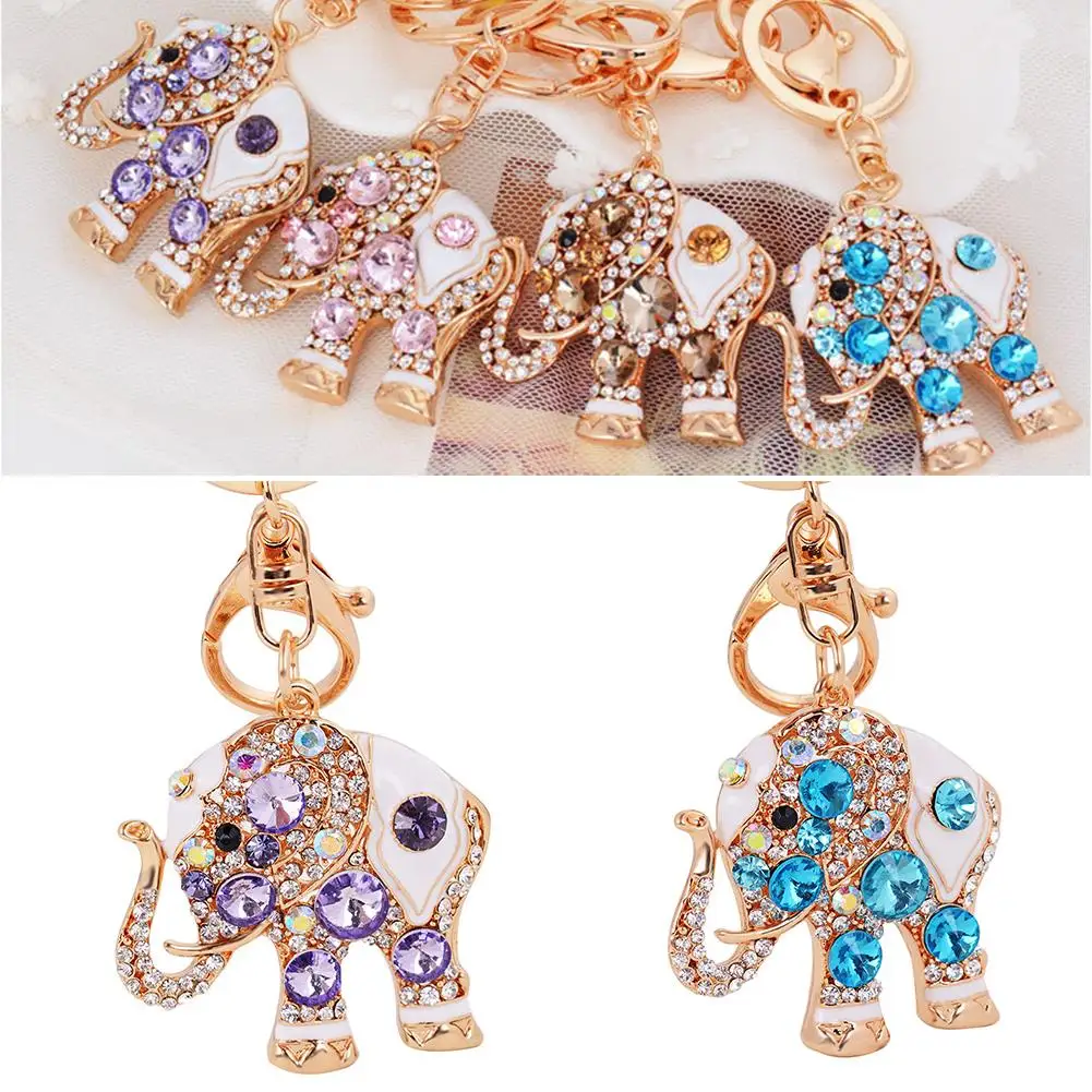 Bling Rhinestone śliczny słoń brelok do kluczy torebka z pierścieniem prezent wisiorek klucz torebka z łańcuszkiem wisiorek samochód pierścień wisiorek biżuteria