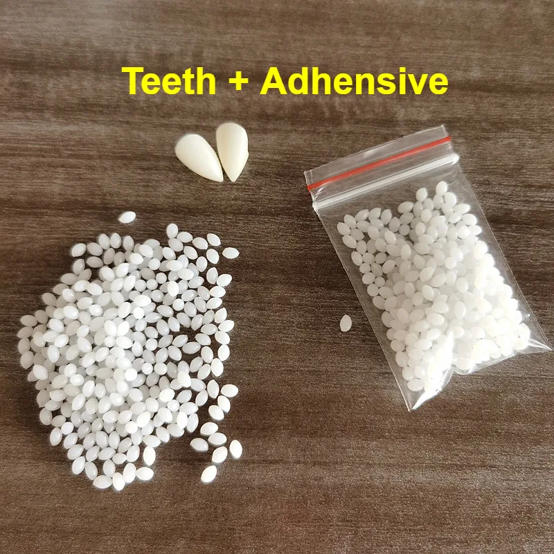 DIY Environmentally Friendly Resin Halloween Props Party 1 Pair Fake Tooth Plus Adhesive Dentures Props Vampire Teeth Tooth