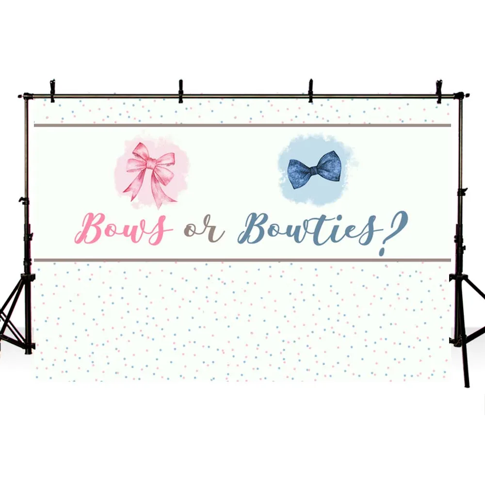 Mehofond Boy or Girl Photography Background Bow Tie Blue Pink Polka Dot Gender Reveal Decor Backdrop For Photo Studio Photocall