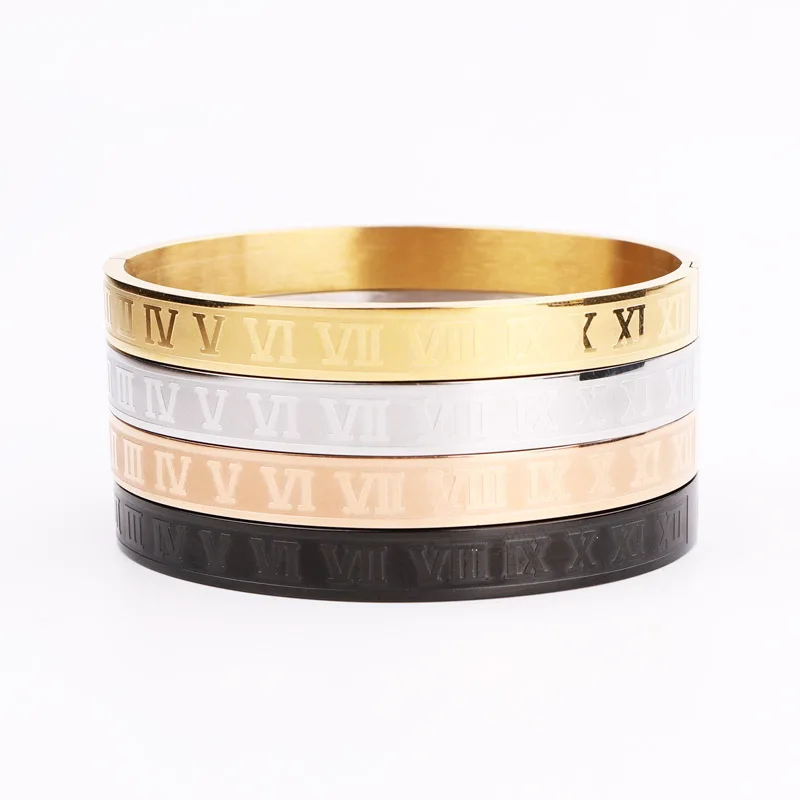 High Quality Men Women Jewelry Bracelet Stainless Steel Roman Bangle Bracelet Men Women Gift