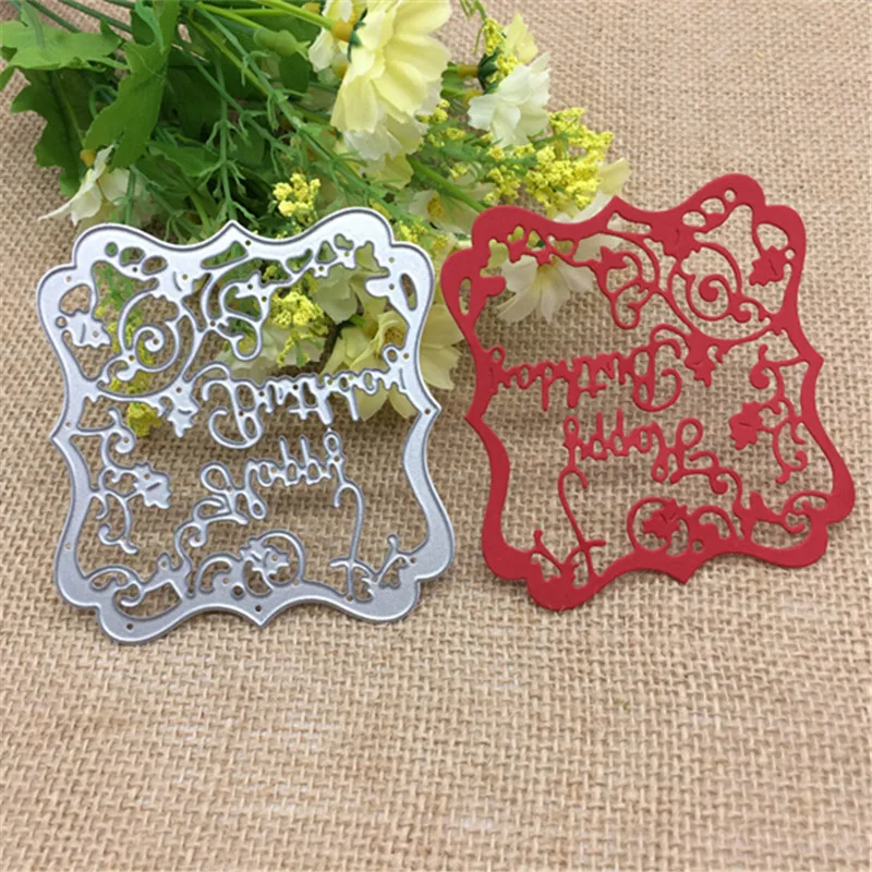 

Happy Birthday Edge Metal Die Cutting For Household DIY Scrapbooking Photo Album Decorative Embossing Folder Paper Cards