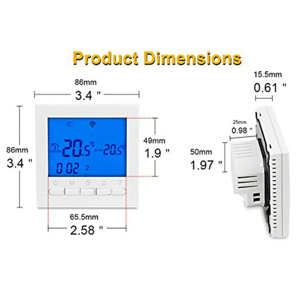 16A Touch Screen termostato per riscaldamento domestico pannelli di riscaldamento a infrarossi regolatore di temperatura colore bianco