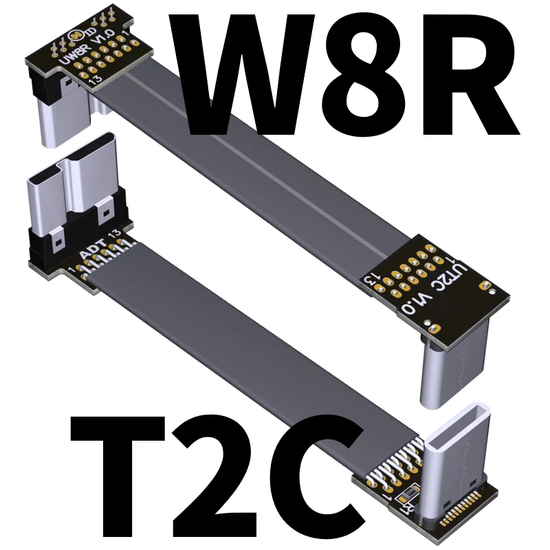 Cable FPC plano corto FPV cinta delgada Micro USB 3,0 90 grados macho a USB-C macho USB-C enchufe hembra para sincronización de carga