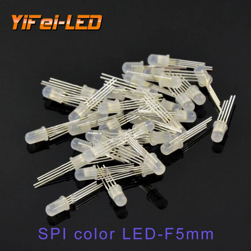 50szt-1000szt DC5V WS2812 APA102 PL9823 F5 5mm F8 8mm Okrągły chipset RGB LED YF923 wewnątrz RGB Pełnokolorowe matowe chipy LED