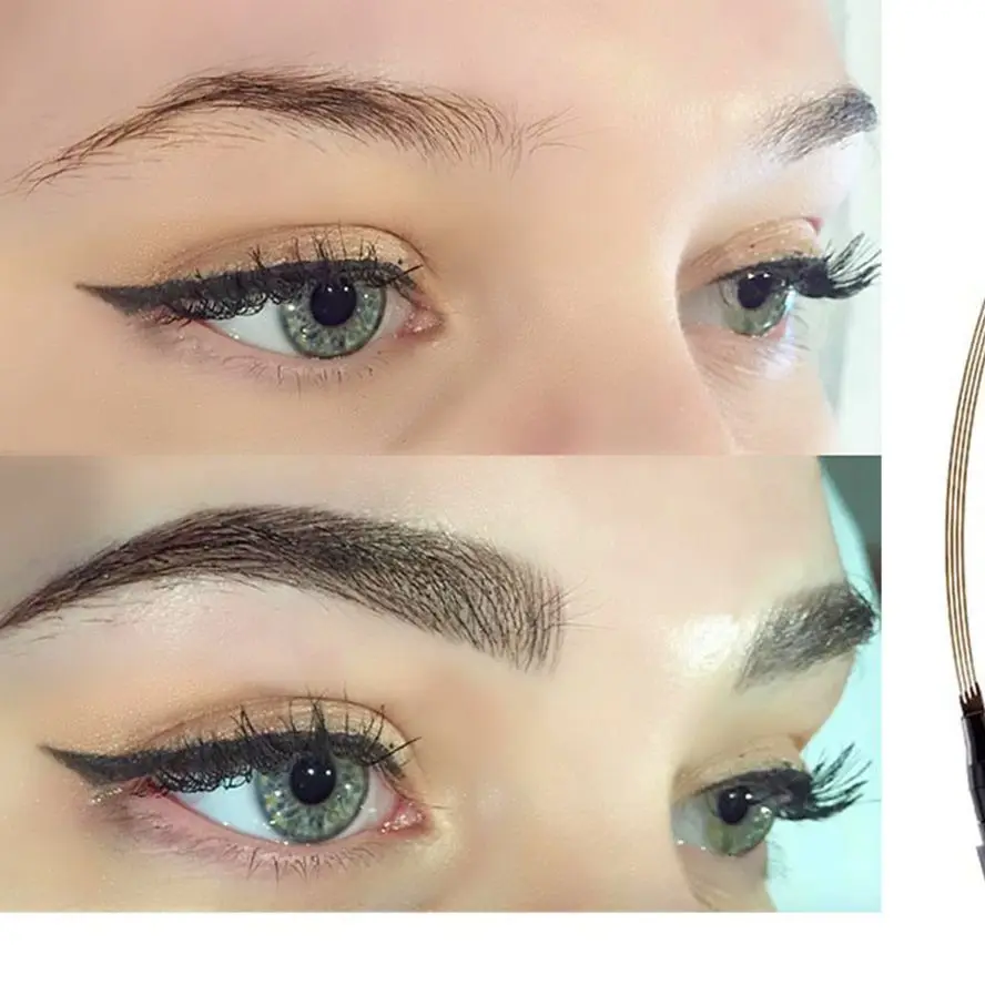 4 Punten Wenkbrauw Pen 5 Kleuren Vloeibare Brow Potlood Donkerbruin Microblading Wenkbrauwpotlood Waterdicht Wenkbrauw Tattoo Pen Cosmetische