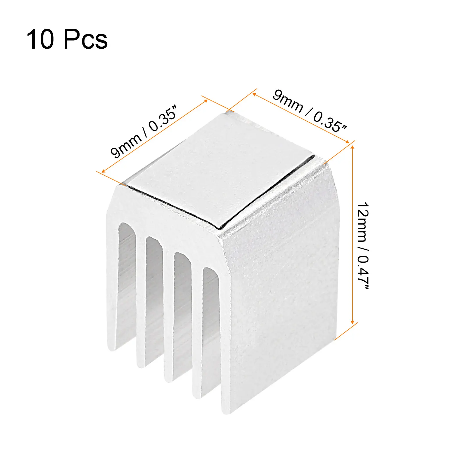 Uxcell 10pcs Electronic Heat Dissipation Cooler Aluminium Heatsink 9x9x12mm for CPU with Self Adhesive Pad Silver Tone