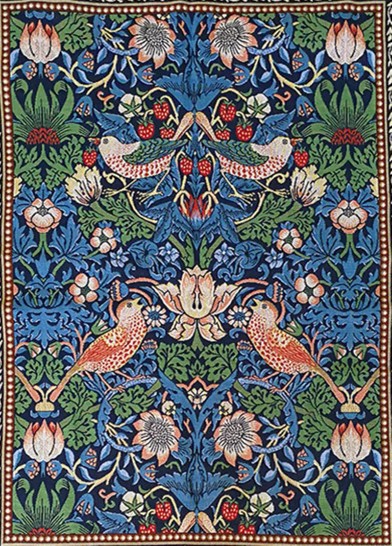 

Belgian Tapestry 100% Cotton Jacquard Tapestry Wall Decoration European Style Tapestry William Morris Strawberry Thief 110*140cm