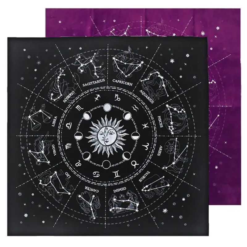 12 Constellations Tarots Card Tablecloth Velvet Divination Altar Cloth Board Game Fortune Astrology Oracle Card Pad G99D