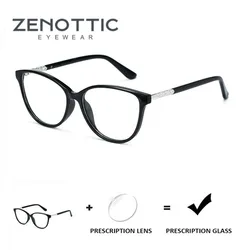 ZENOTTIC Prescription Eyeglasses Women Cat Eye Glasses Frame Design Optical Myopia Eyewear Anti Blue Light Resin Lens Spectacles