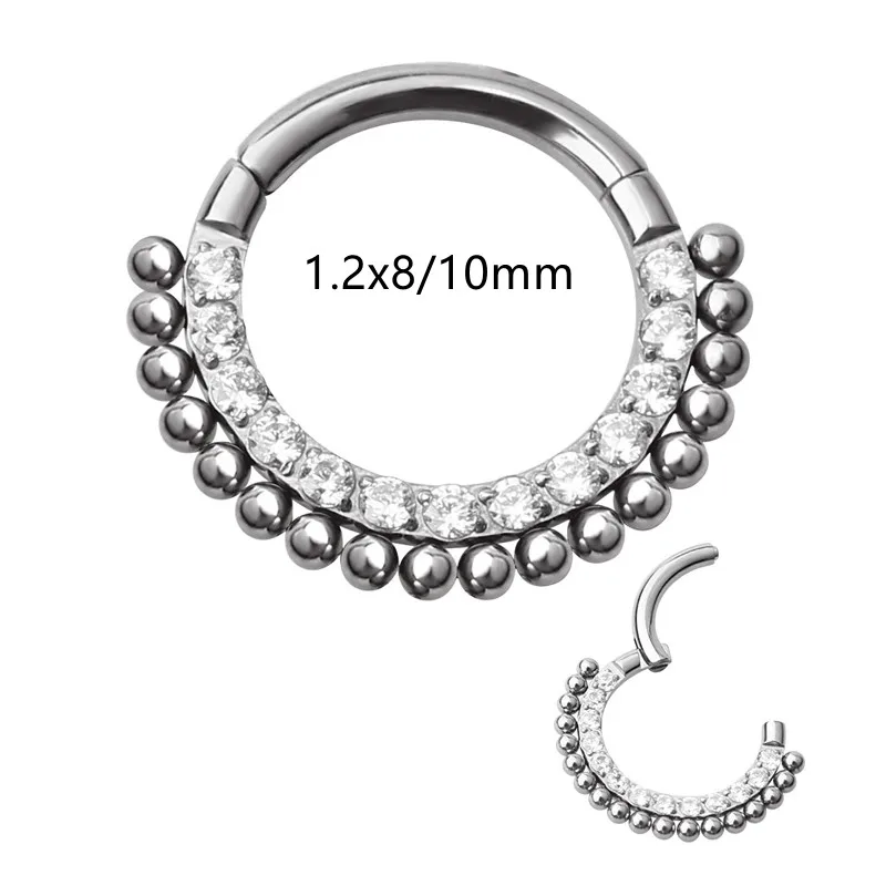 10pcs Body Jewelry Piercing - 316L Surgical Steel CZ Balls Nose  Ring Ear Helix Daith Cartilage Tragus Earring Nose Septum Ring