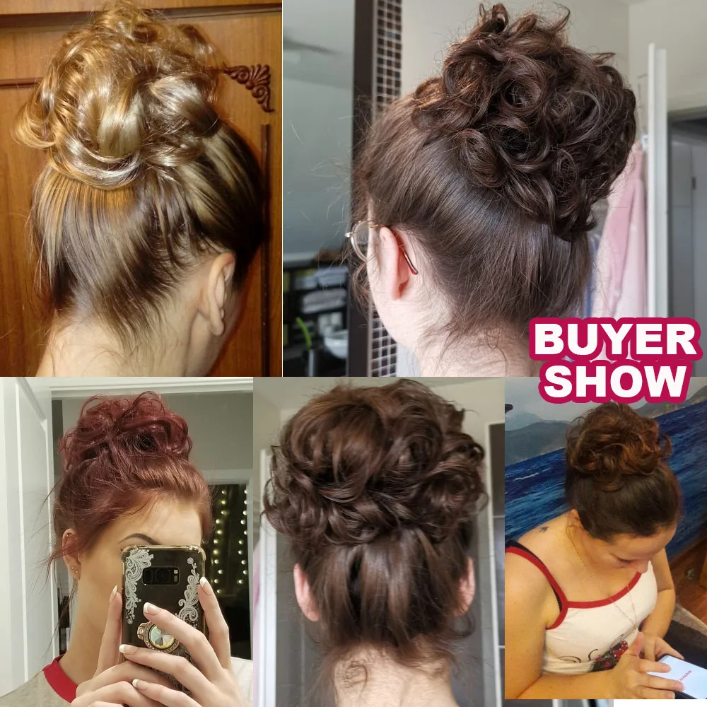 Synthetischer, elastischer, unordentlicher Haarknoten, hitzebeständig, falsches Haarteil, süßer Pferdeschwanz-Chignon für Damen