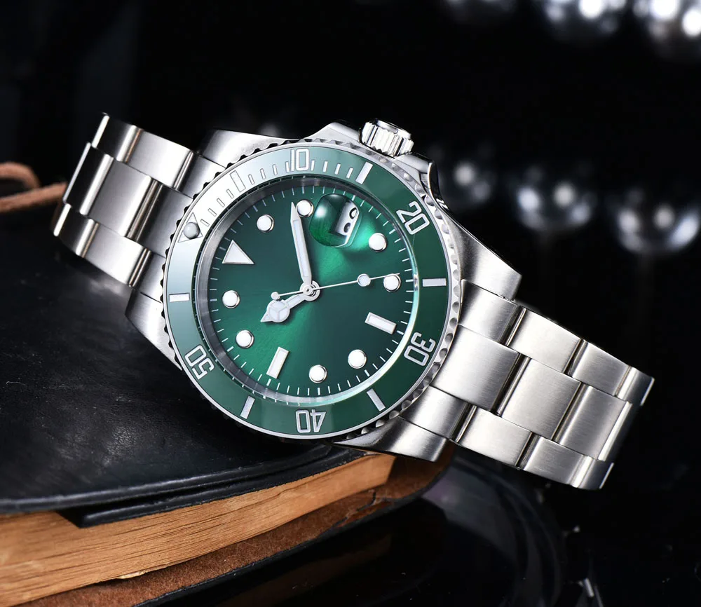 

Ceramic Rotating Bezel Stainless Steel Bracelet Automatic Movement Men's Watch 40mm Green Aseptic Dial