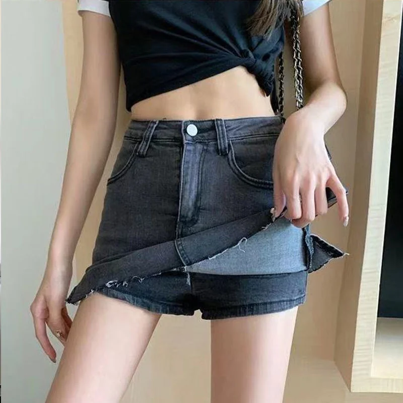 

Юбка-карандаш Женская джинсовая однотонная, пикантная облегающая короткая модная мини-юбка из денима с завышенной талией, Y2k, на лето