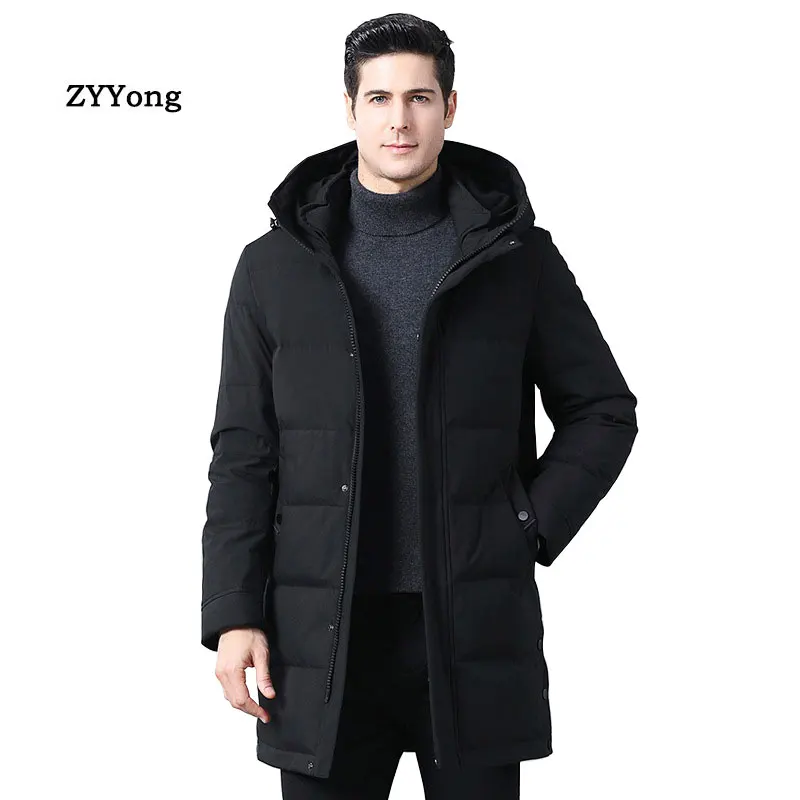 2020 New Fashion Casual Long Jacket Men\'s Hooded Windbreaker Male Parkas Coats Cotton Autumn Winter Trench Coat Men